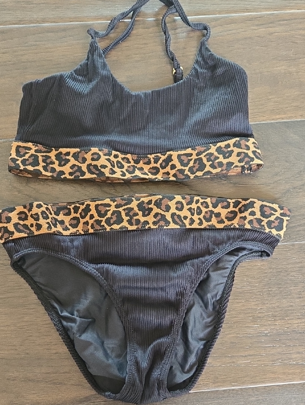 Pilyq Black Kids Bikini with Leopard Band